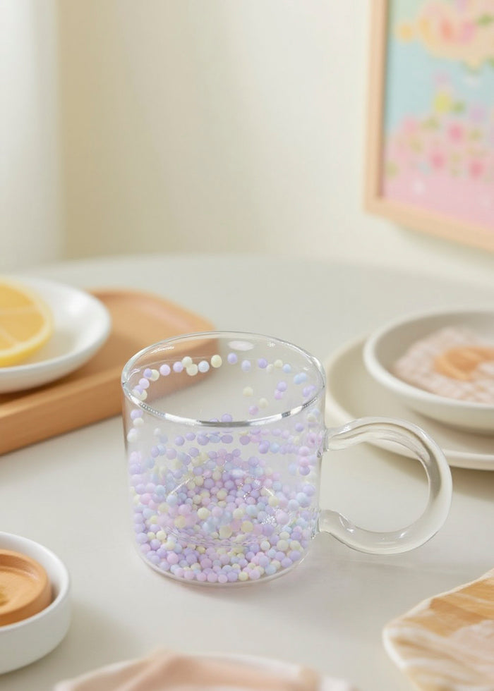 Double Wall Heart Bubble Glass Mug
