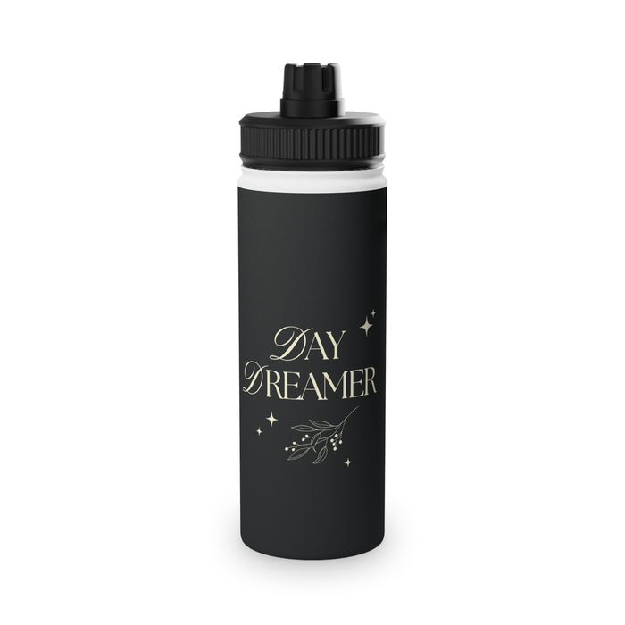 Dreamer Stainless Steel Sports Water Bottle — Inspirational Matte Black Hydration Bottle