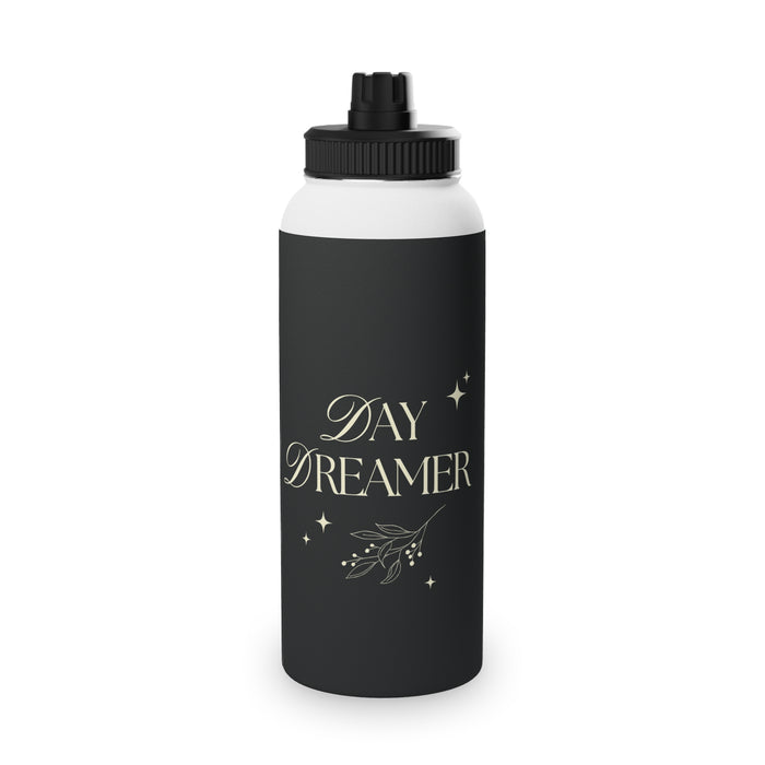 Dreamer Stainless Steel Sports Water Bottle — Inspirational Matte Black Hydration Bottle