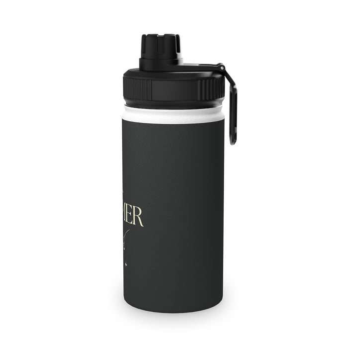Dreamer Stainless Steel Sports Water Bottle — Inspirational Matte Black Hydration Bottle