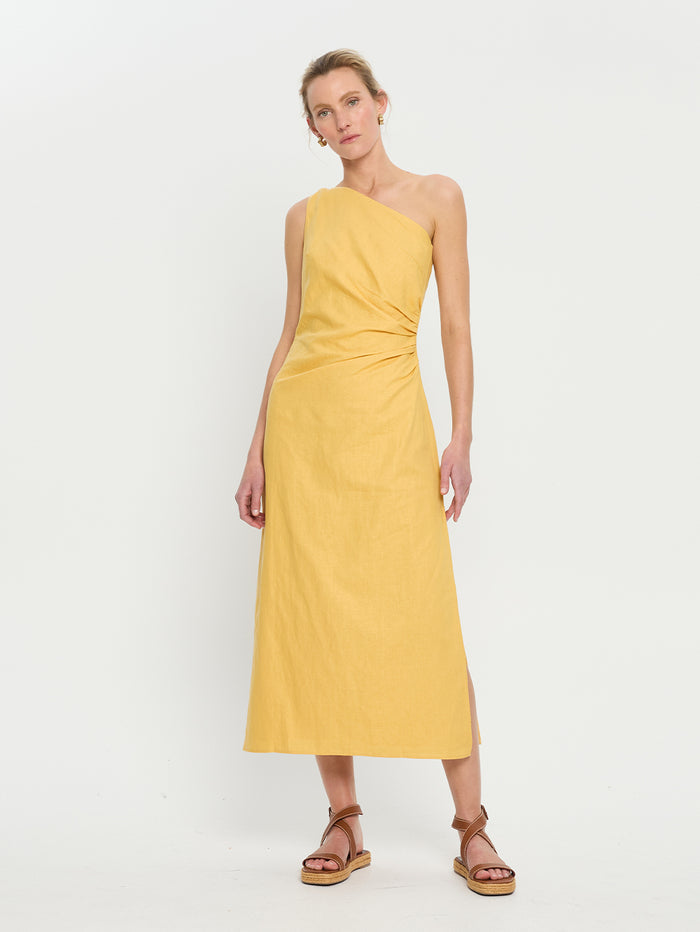 KIVARI Elodie Midi Dress Yellow