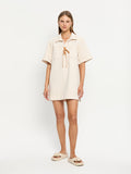 Evie Denim Dress Cream Front 01