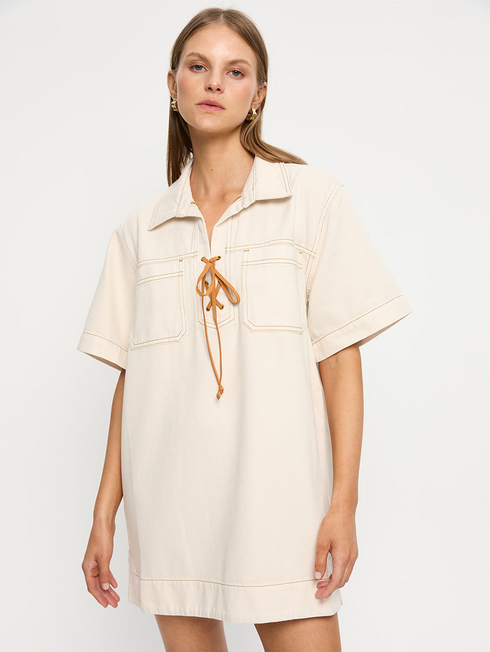 Evie Denim Dress Cream Vibe 06