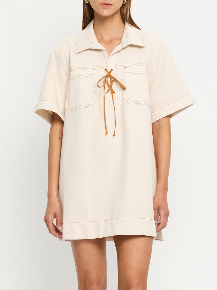 Evie Denim Dress Cream LTK LTF 05