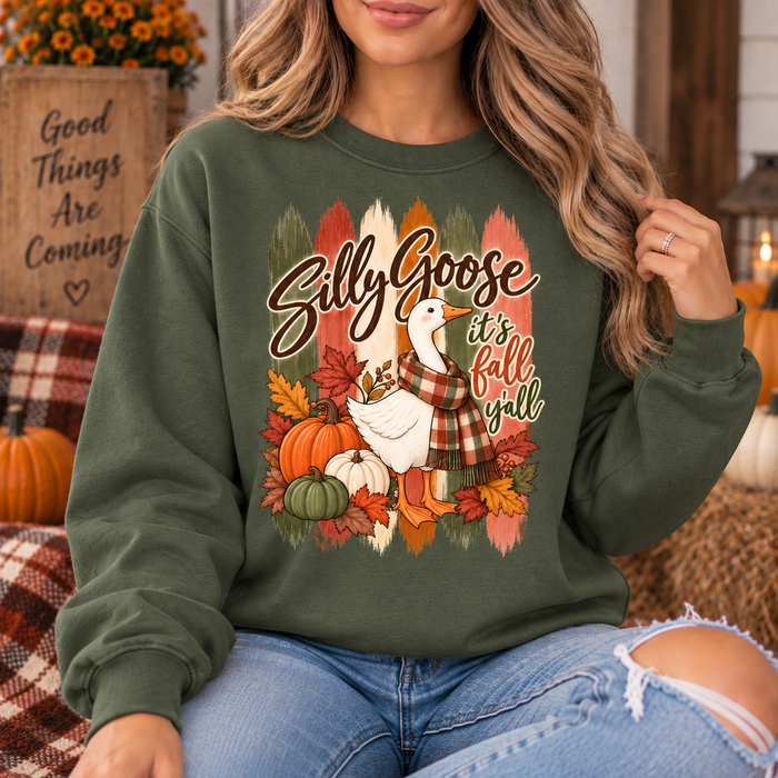 Fall "Silly Goose" Stripe Crewneck Sweatshirt