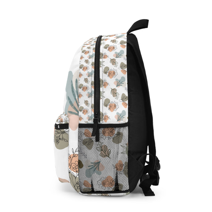 Floral Abstract Backpack — Pastel Botanical Daypack