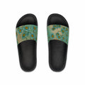 Floral Teal Slide Sandals — Men's Sunflower Garden Pool Slides