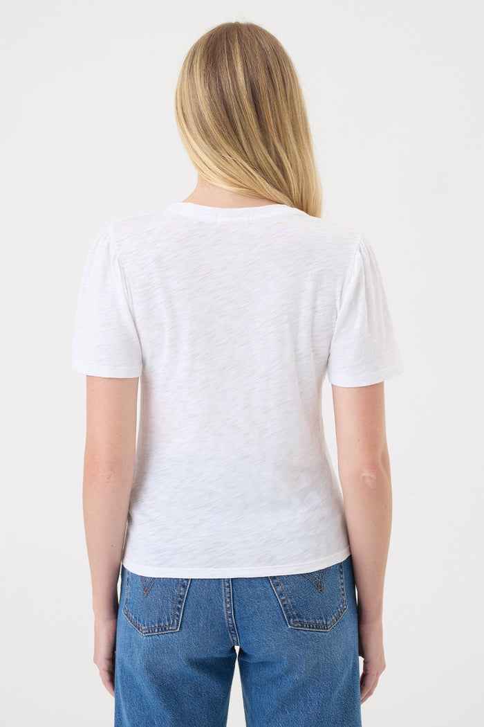 Flutter Sleeve V Neck Tee - Goldie LeWinter #color_white
