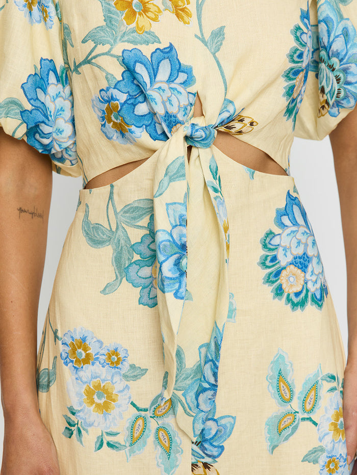 Giselle Maxi Dress KIVARI | Model wears yellow and blue floral dress