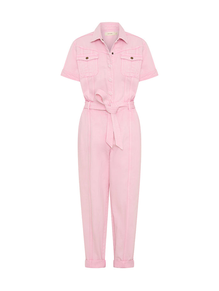 Grace Denim Boilersuit Pink