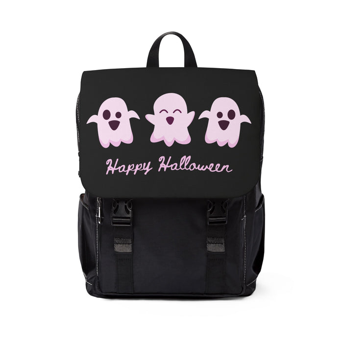 Halloween Backpack — Pink Cute Ghosts "Happy Halloween" Casual Shoulder Bag
