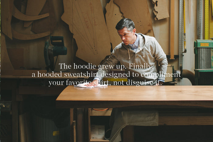 editorial panel: Heather Grey 3 Button Hooded Sweatshirt