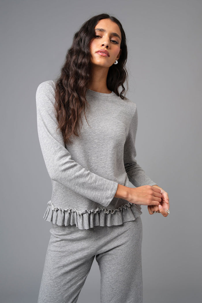 Heathered Ruffle Sweatshirt