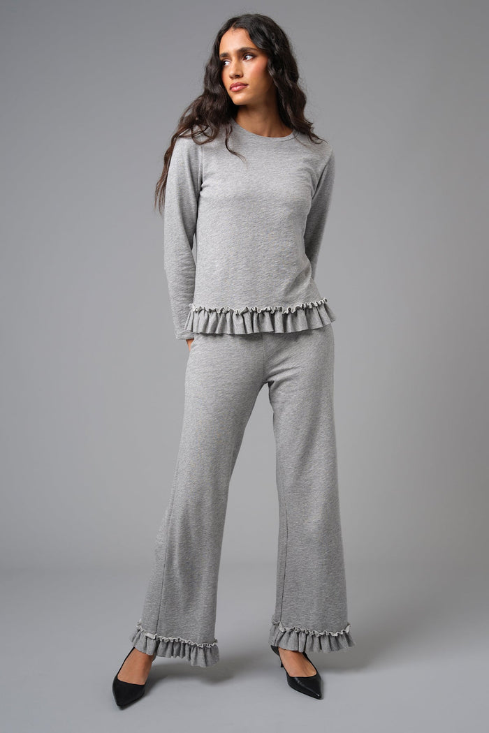 Heathered Ruffle Sweatshirt