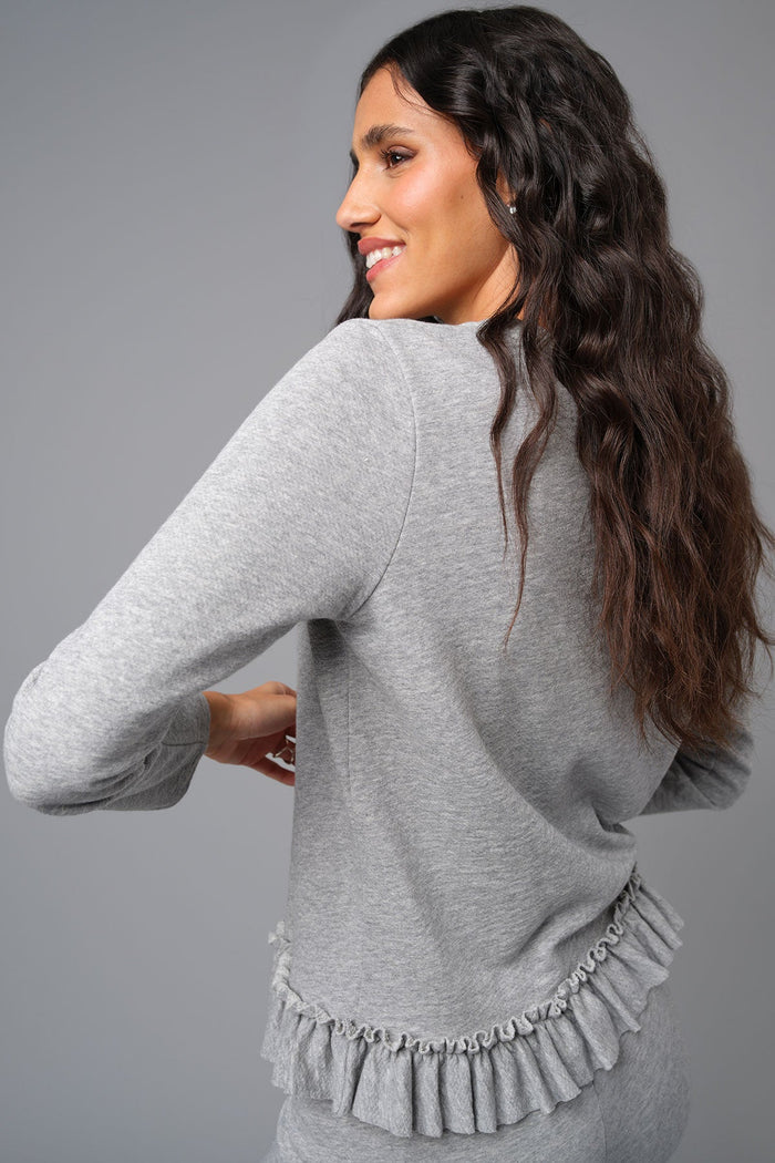 Heathered Ruffle Sweatshirt