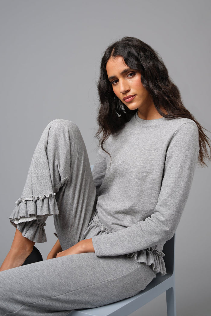 Heathered Ruffle Sweatshirt