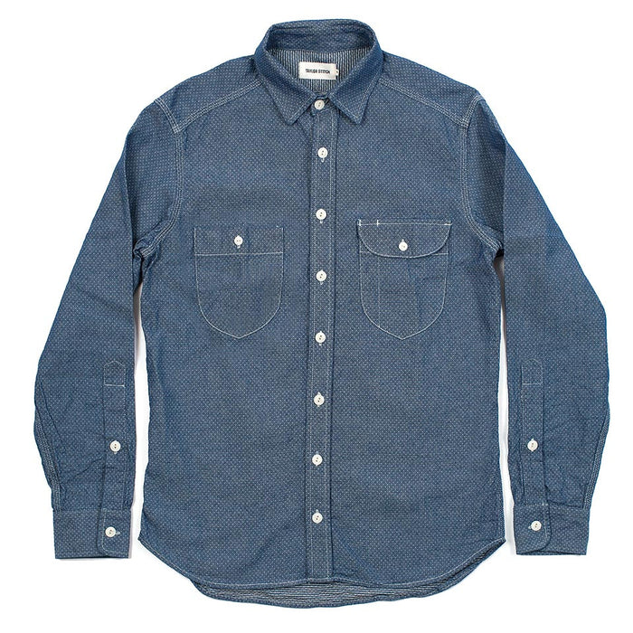 Indigo Jacquard Dot Utility Shirt