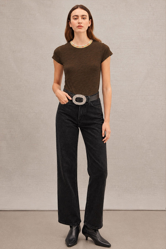 Iridescent Shimmer Ringer Tee - Goldie LeWinter #color_coffee - limited edition