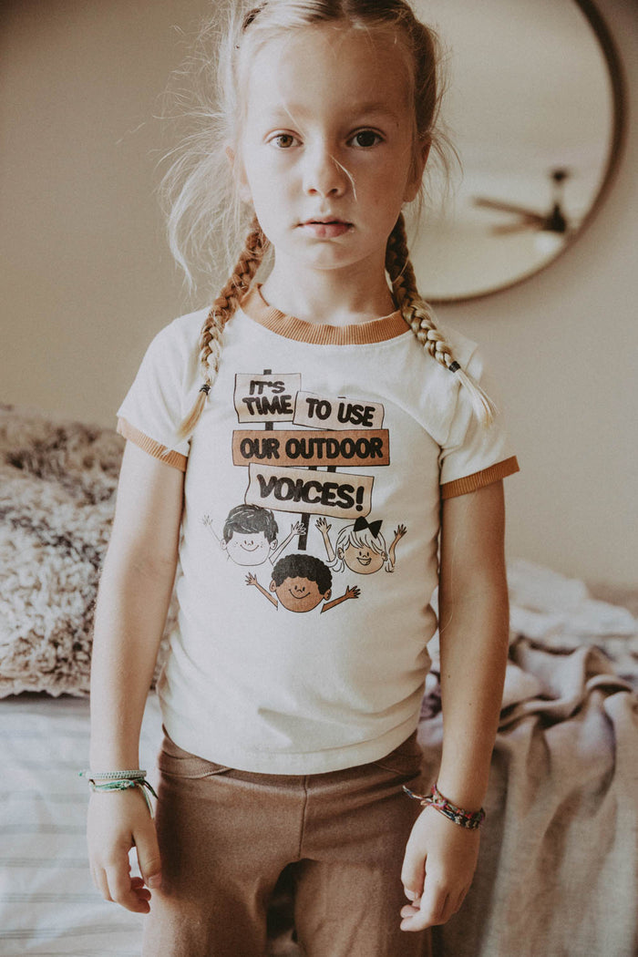 It's Time to Use Our Outdoor Voices Shirt for Kids by The Bee and The Fox