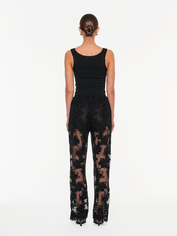 KIVARI Jaxon Lace Pant in Black, back view