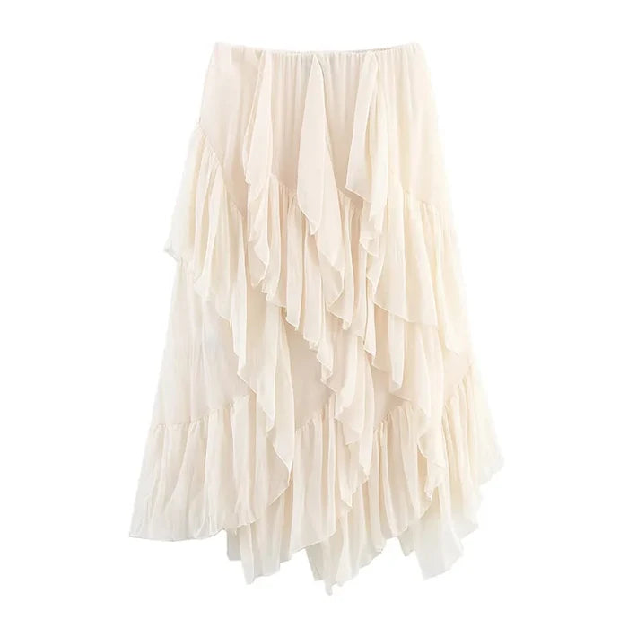 Layered Ruffle Midi Skirt