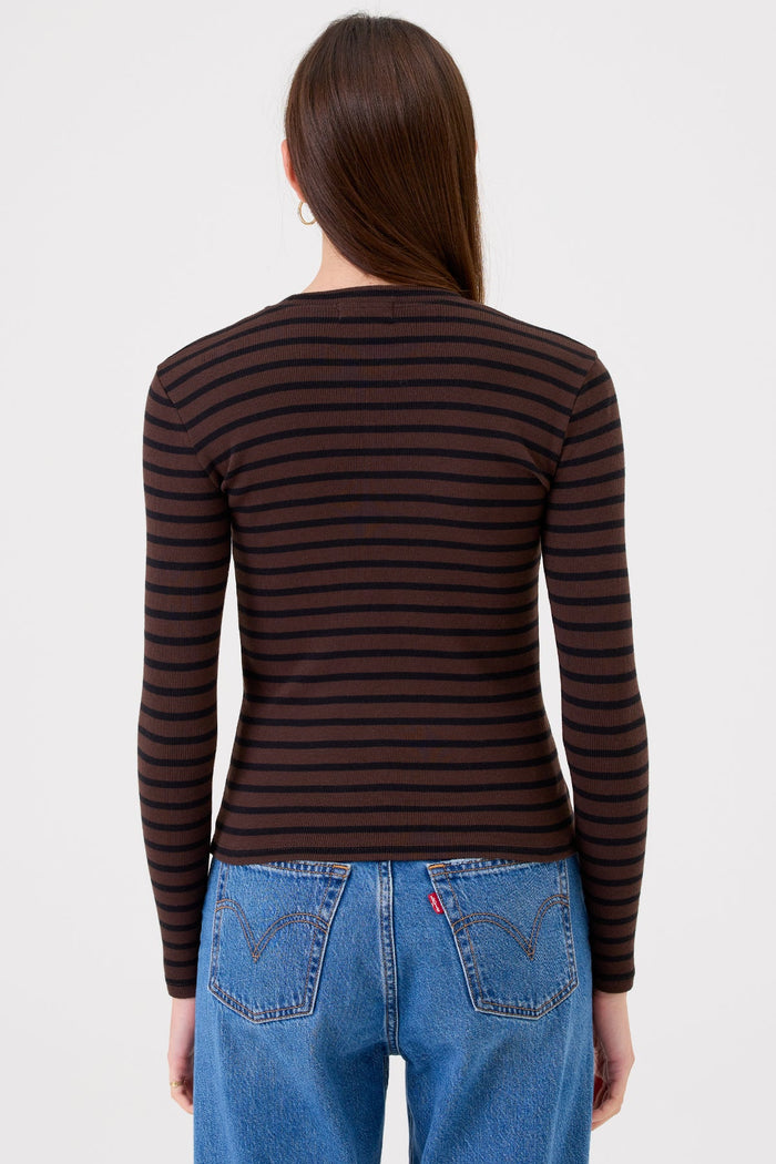 Shadow Stripe Top - Goldie LeWinter #color_coffee / black