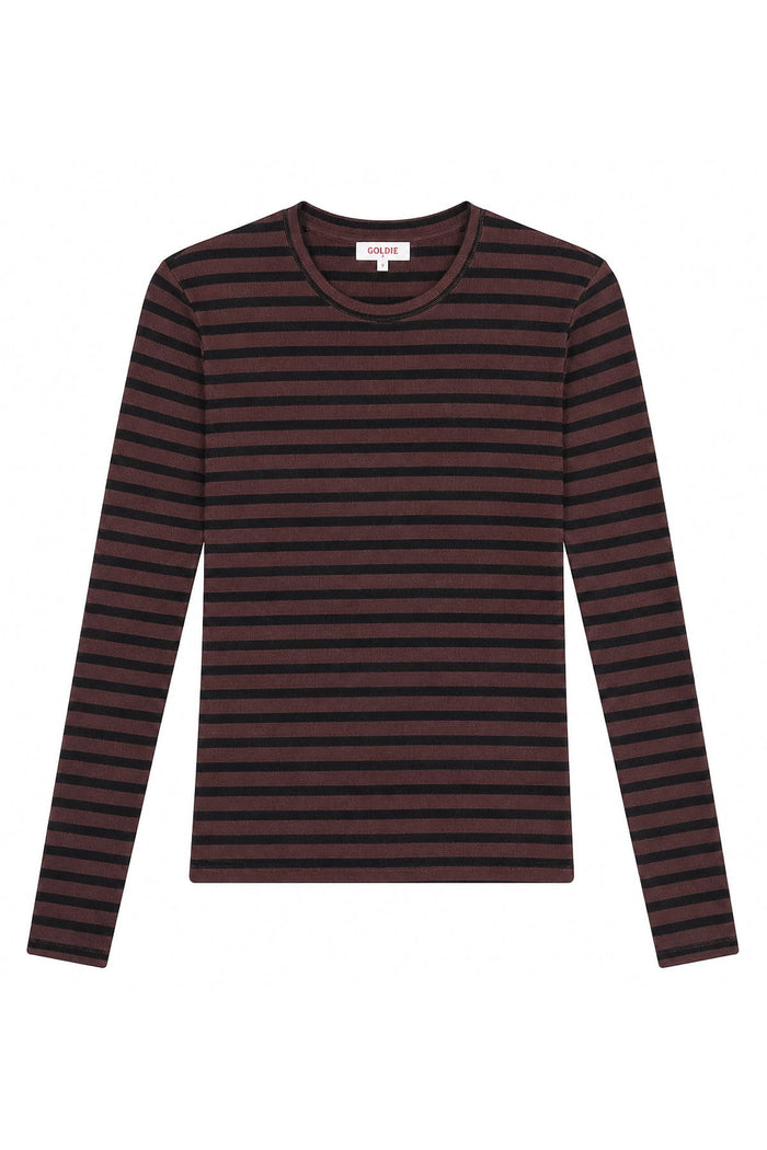 Shadow Stripe Top - Goldie LeWinter #color_coffee / black