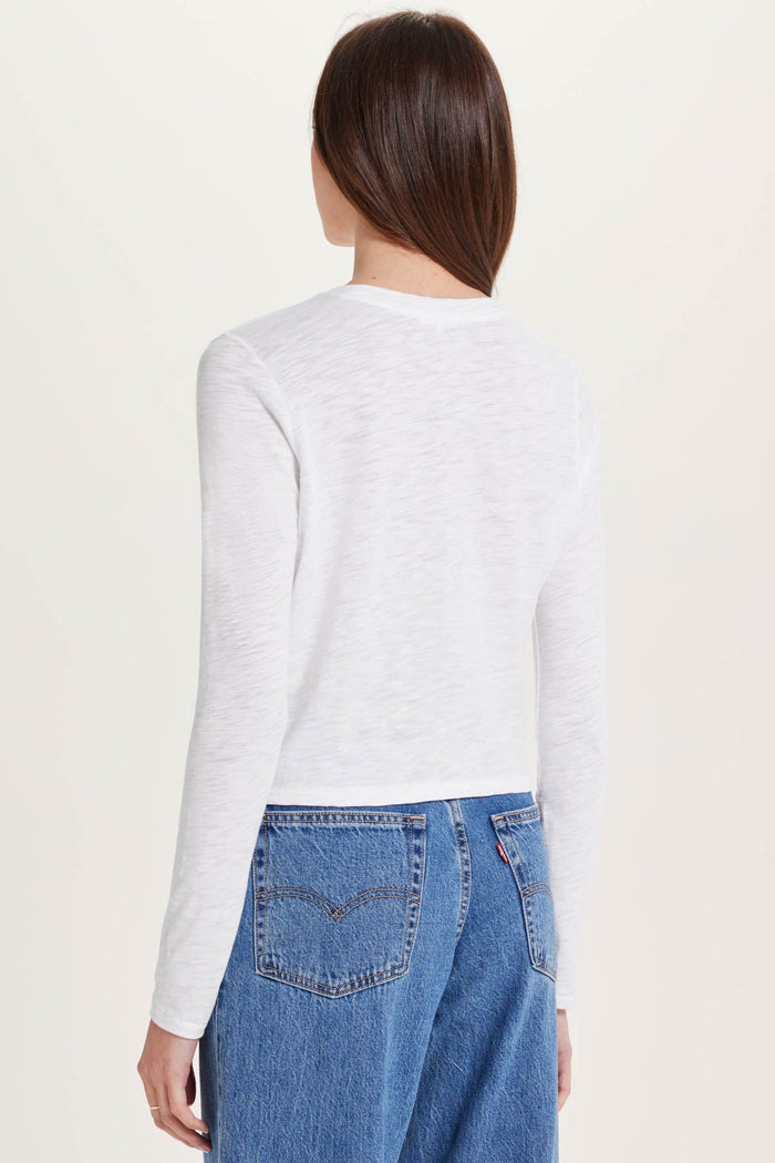 Long Sleeve Cropped Boy Tee - Goldie LeWinter #color_white