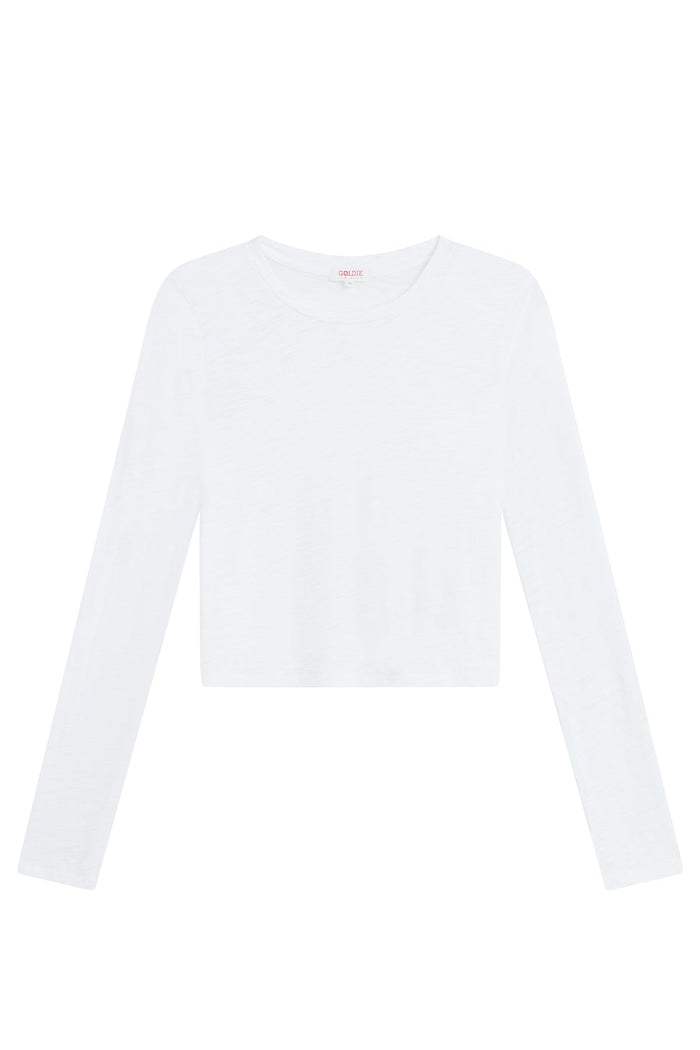 Long Sleeve Cropped Boy Tee - Goldie LeWinter #color_white