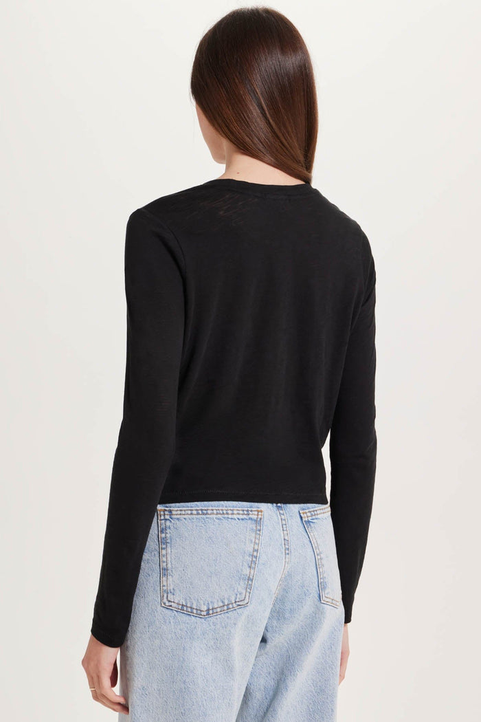 Long Sleeve Cropped Boy Tee - Goldie LeWinter #color_black