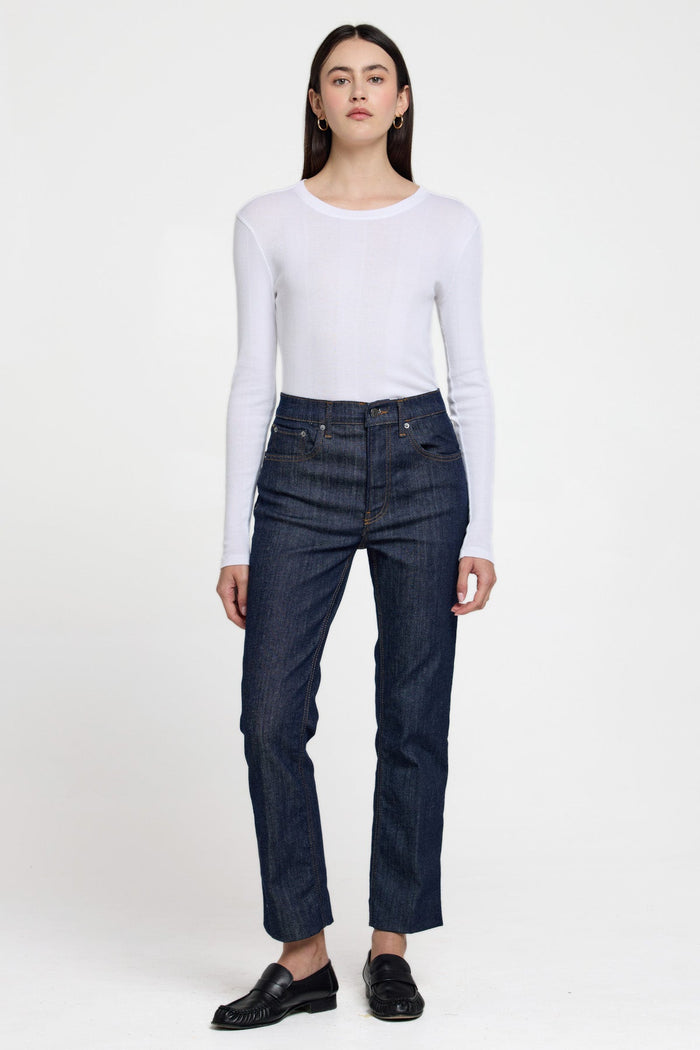 Long Sleeve Variegated Rib Tee - Goldie LeWinter #color_white