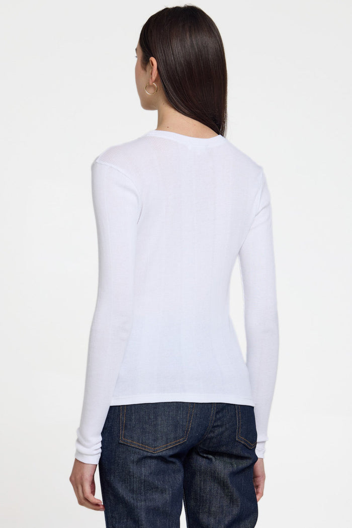 Long Sleeve Variegated Rib Tee - Goldie LeWinter #color_white