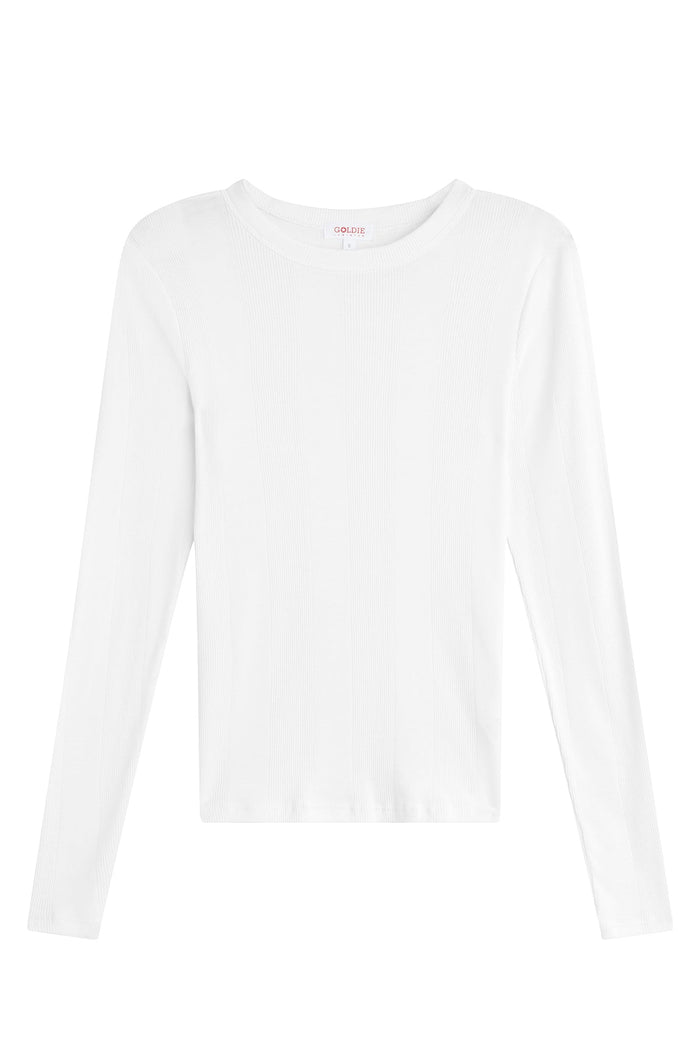 Long Sleeve Variegated Rib Tee - Goldie LeWinter #color_white