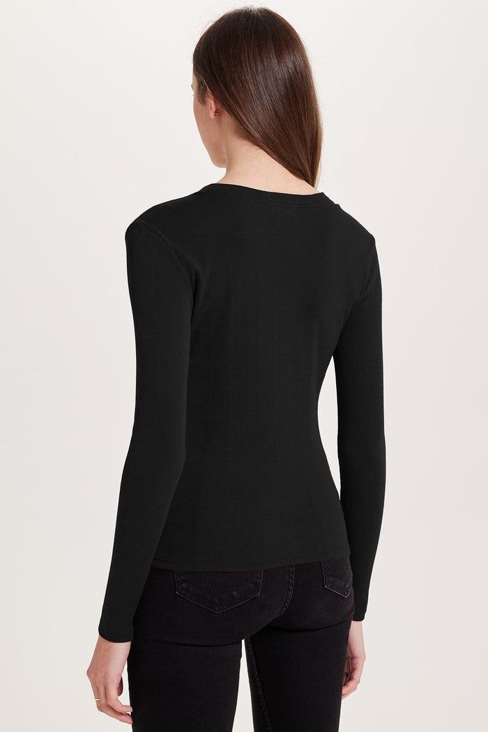 Long Sleeve Variegated Rib Tee - Goldie LeWinter #color_black