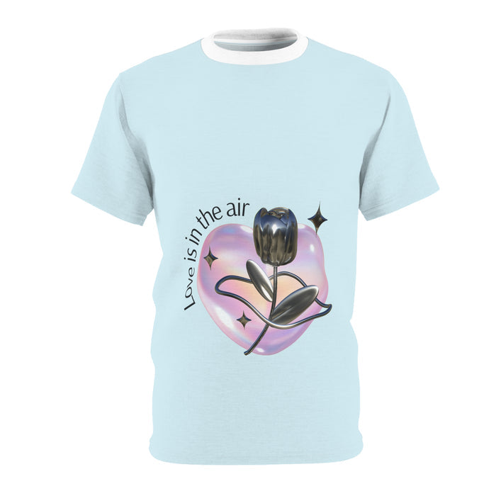 Love Is in the Air Tee — Black Tulip Heart Graphic Shirt