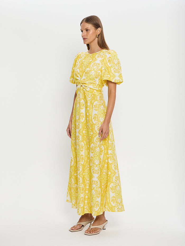 KIVARI Madeline Maxi Dress | Yellow abstract floral dress
