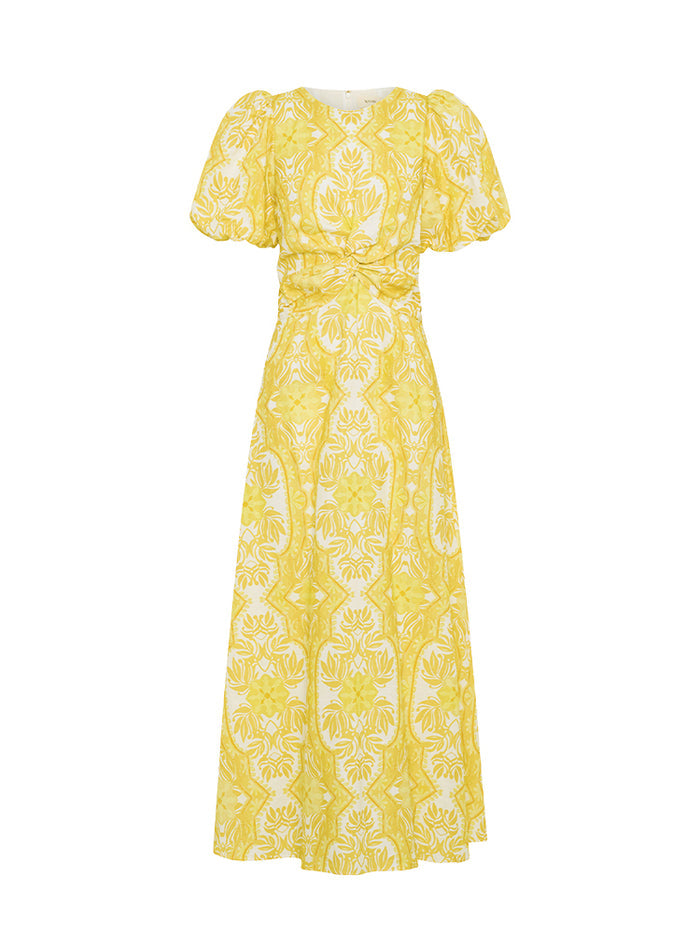 KIVARI Madeline Maxi Dress | Yellow abstract floral dress