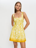 KIVARI Madeline Mini Dress | Yellow abstract floral dress