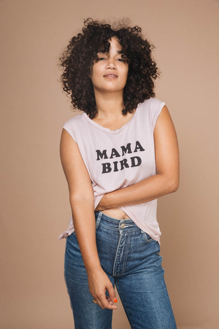 Mama Bird Muscle Tee in Pink by The Bee and The Fox