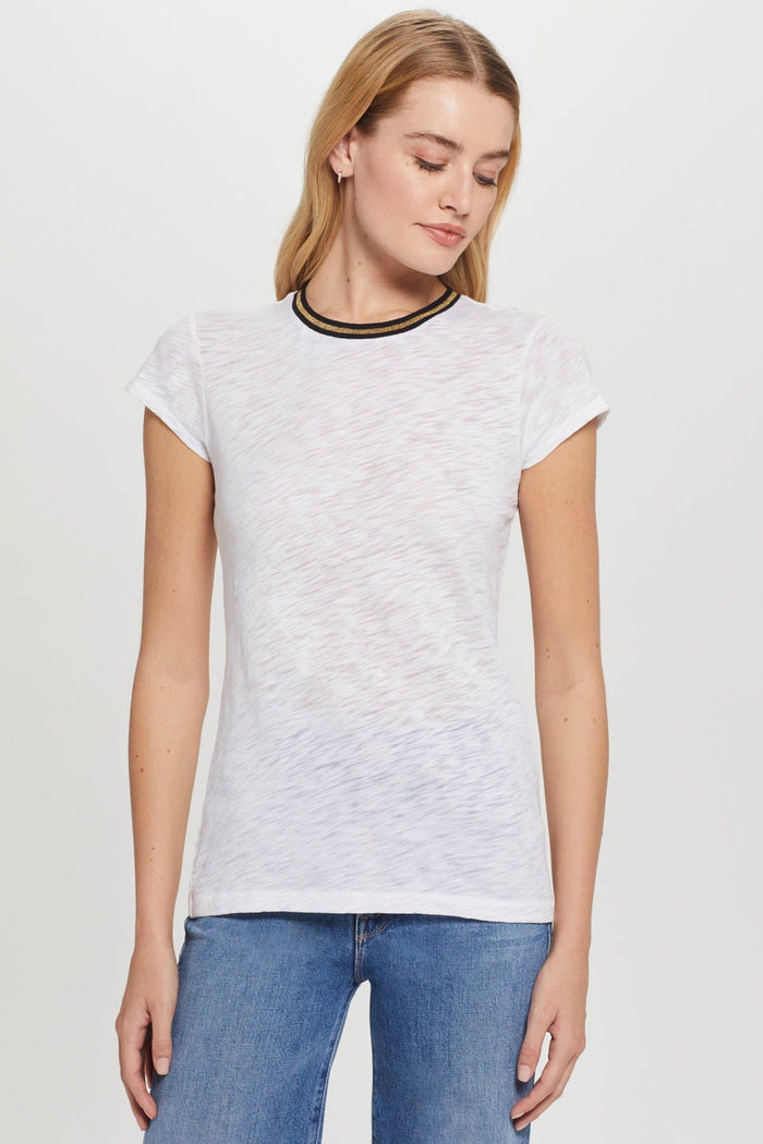 Metallic Tipped Ringer Tee - Goldie LeWinter #color_white