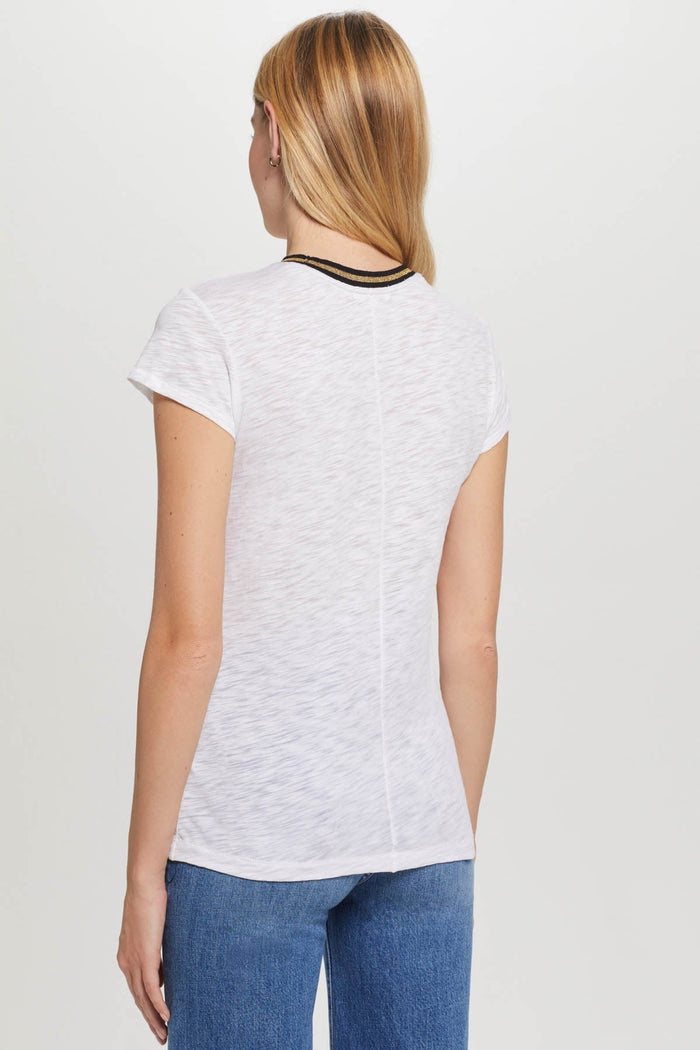 Metallic Tipped Ringer Tee - Goldie LeWinter #color_white