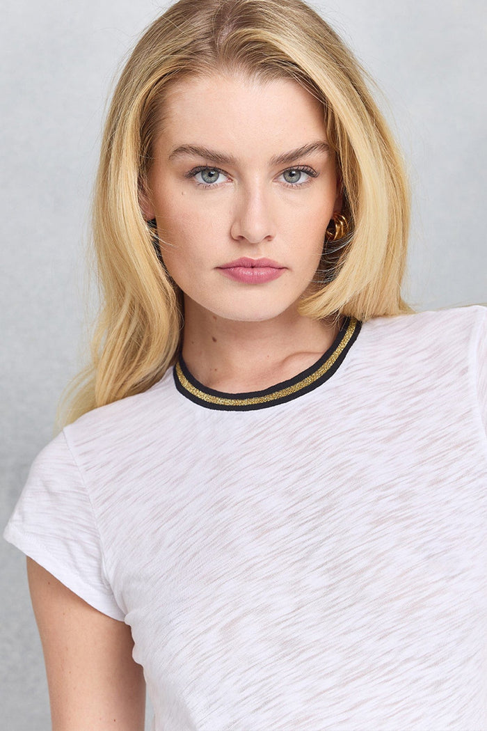 Metallic Tipped Ringer Tee - Goldie LeWinter #color_white