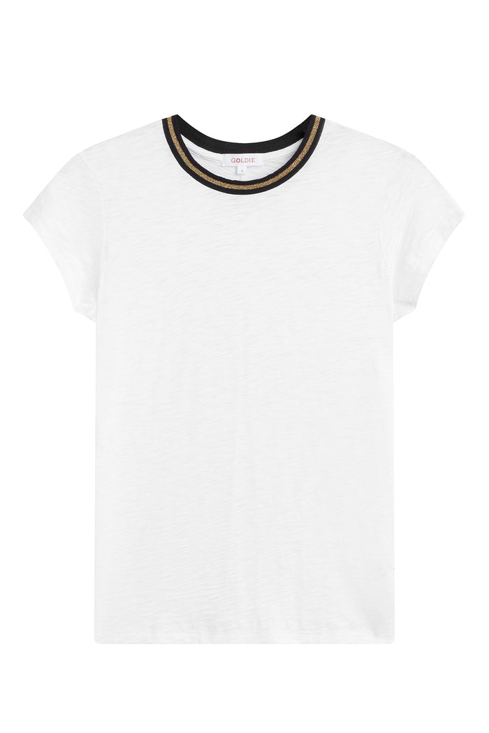 Metallic Tipped Ringer Tee - Goldie LeWinter #color_white