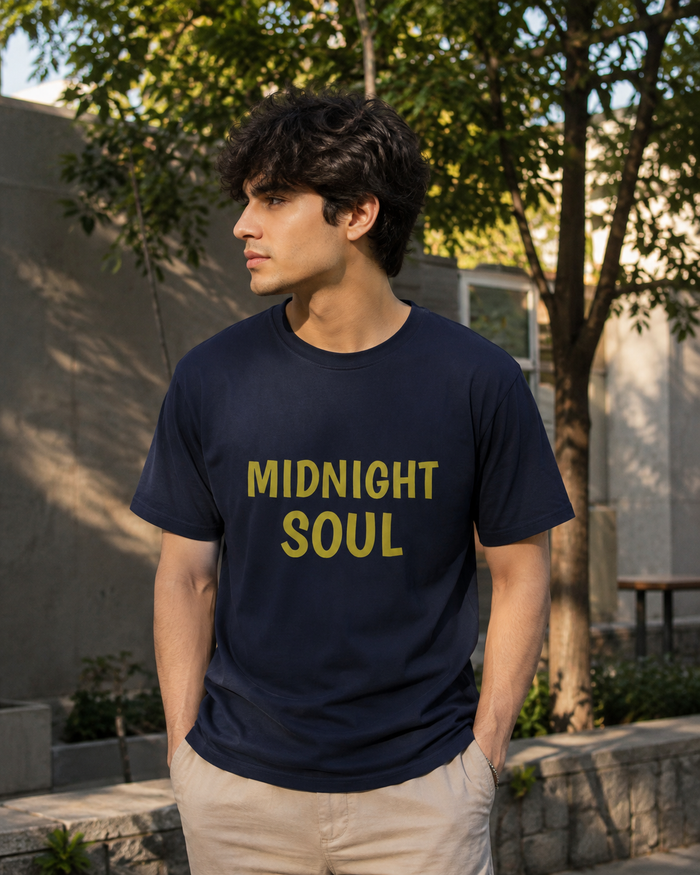 Midnight Soul T-Shirt — Minimalist Bold Text Graphic Tee