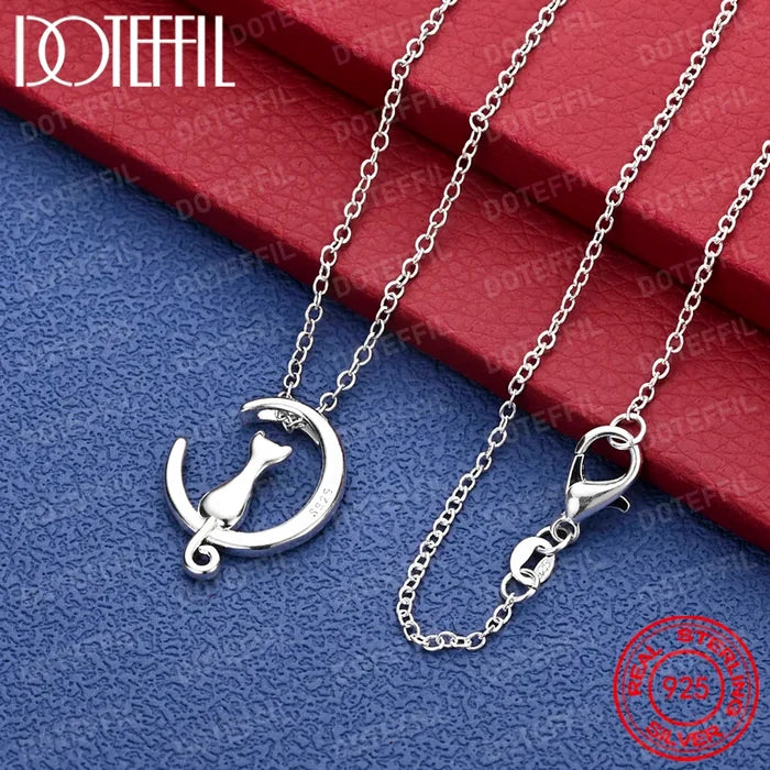 Moonlit Cat Pendant Necklace