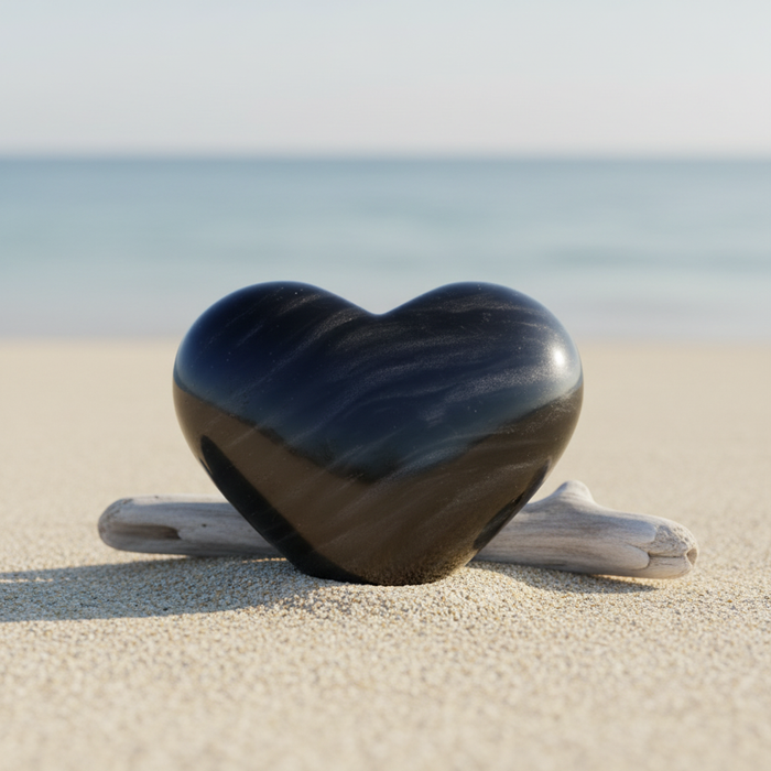 Beachy obsidian heart mockup