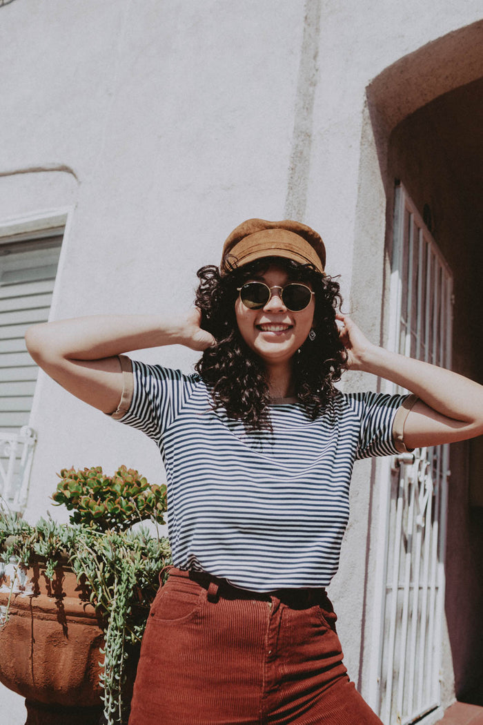 Navy & White Stripes Ringer Tee  by The Bee & The Fox