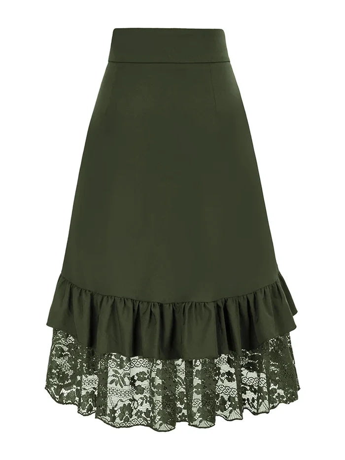 Olive Tide Gothic Lace Maxi Skirt