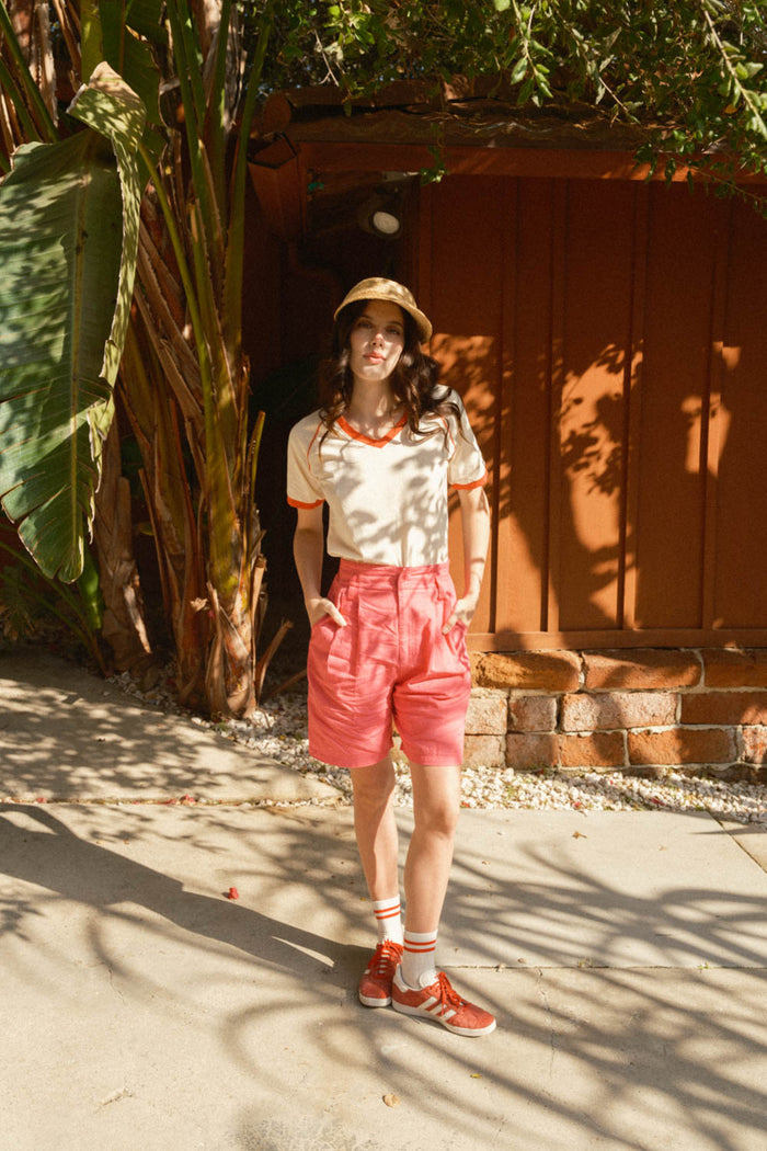 Paprika V-neck Ringer Tee