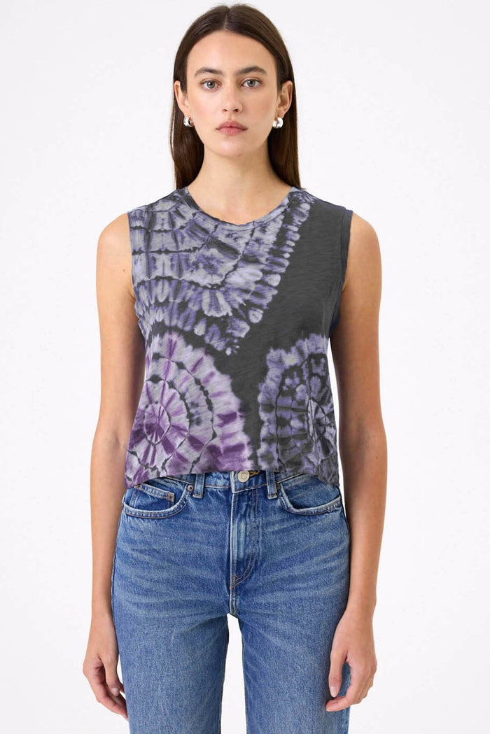 Patchwork Tie Dye Crop Tank - Goldie LeWinter #color_charcoal heather